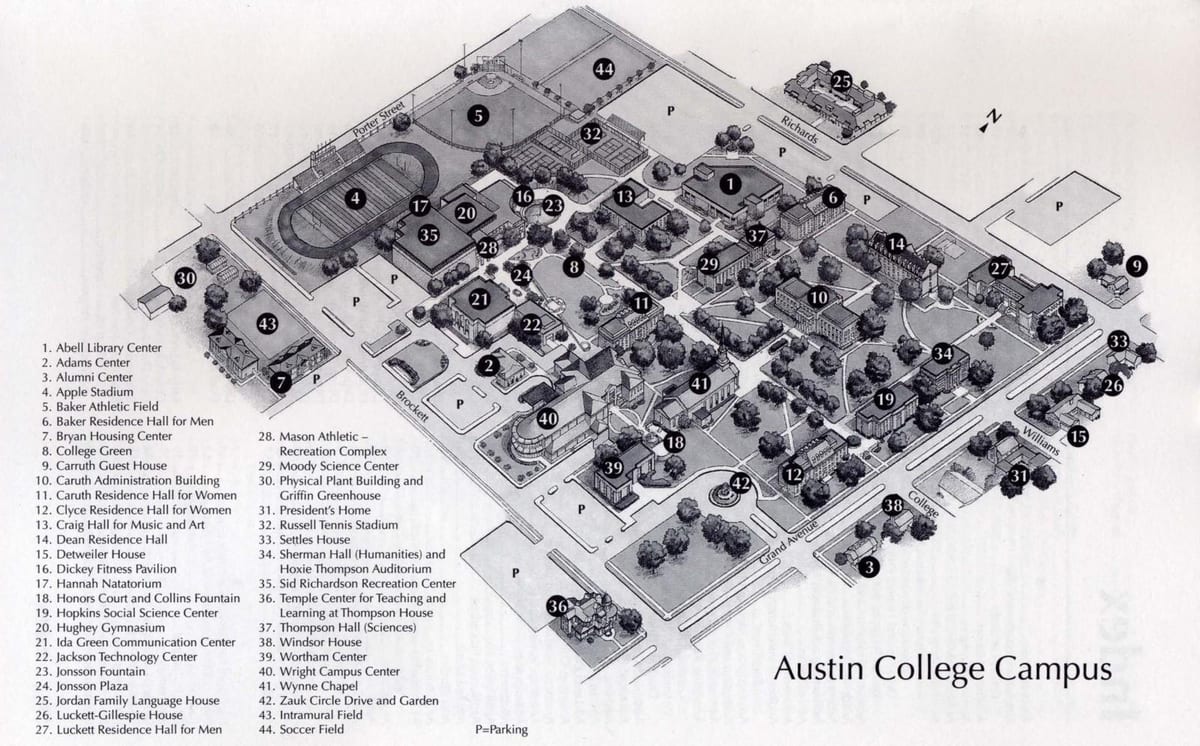 奥斯汀大学校园地图