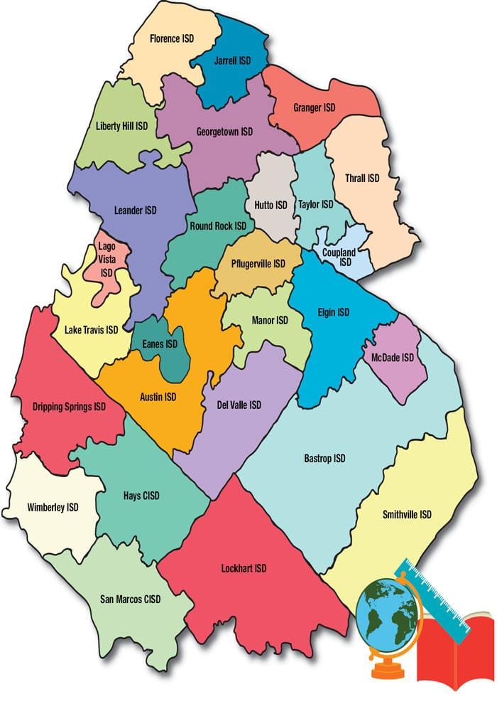奥斯汀地区学校地区的地图