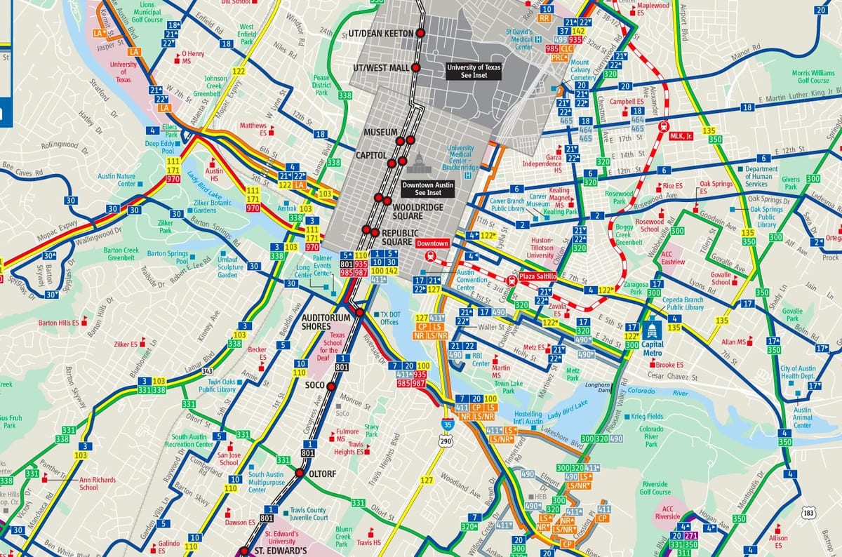 奥斯汀公共交通运输地图