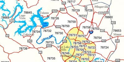 邮政编码奥斯汀Tx地图